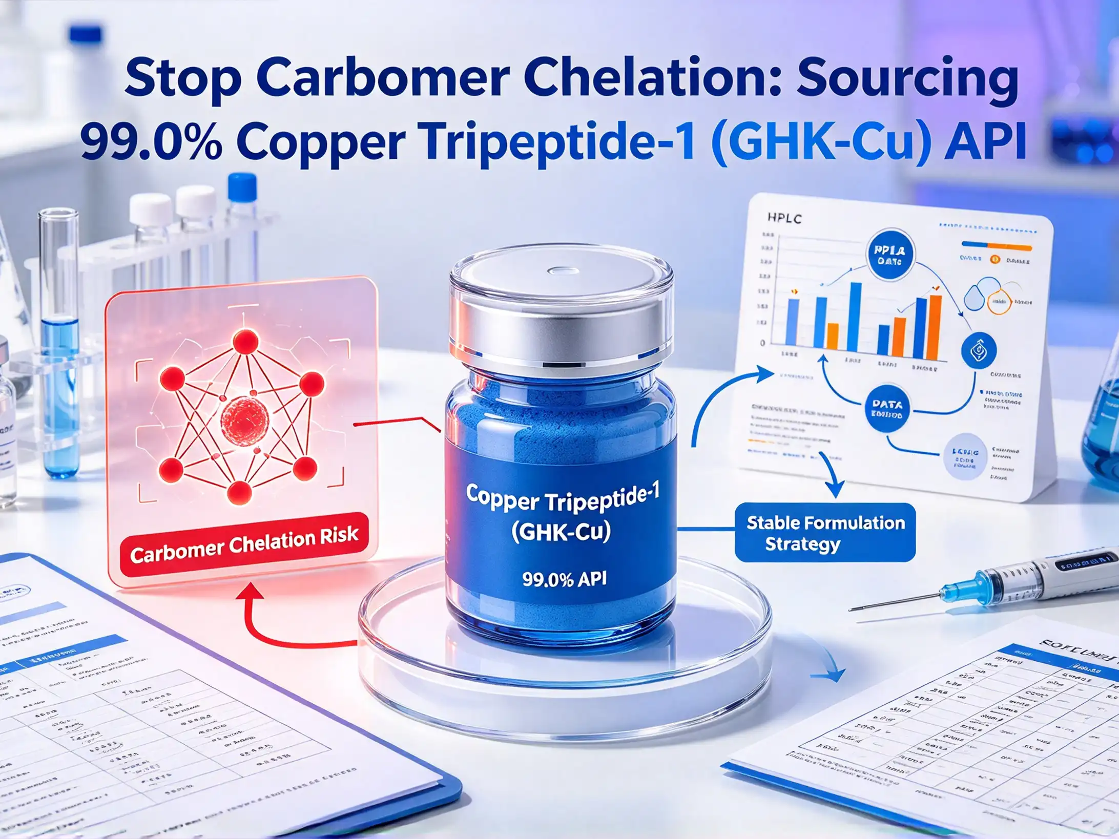 Stop Carbomer Chelation: Sourcing 99.0% Copper Tripeptide-1 (GHK-Cu) API